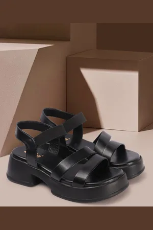 COLO Women Solid Open Toe Platform Heel Sandals
