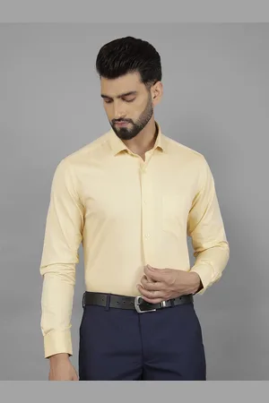 Canary London Men Smart Spread Collar Solid Cotton Slim Fit Formal Shirt