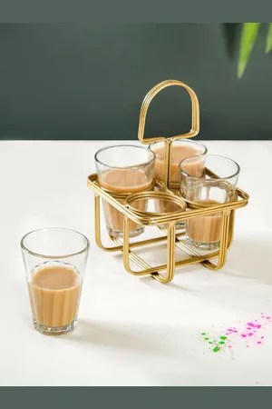 Nestasia 4 Pcs Cutting Chai Set with Metal Stand