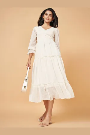 Pantaloons Self Design Fit and Flare Midi Dress
