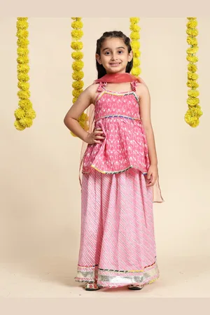 Cutiekins Girls Printed Cotton Ready to Wear Lehenga & Blouse With Dupatta