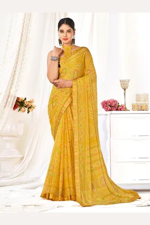 Kalini Women Bandhani Printed Zari Saree With Blouse Piece
