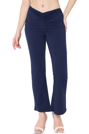 BAESD Women Relaxed Straight Leg Skinny Fit Gathering Mid-Rise Wrinkle Free Trousers