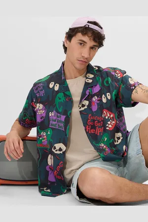 The Souled Store Men Spread Collar Graphic Printed Casual Shirt