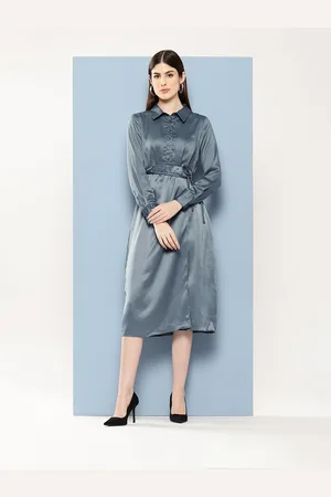Chemistry Satin Formal Shirt Style Midi Dress