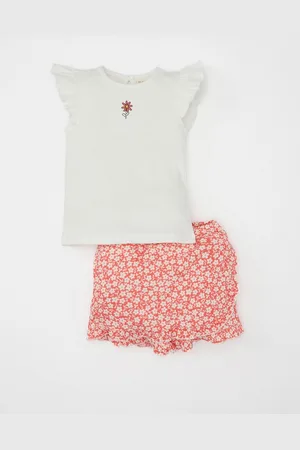 DeFacto Girls Printed Pure Cotton Top with Shorts