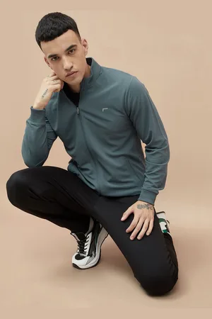 Lifestyle Men Solid Mock Collar Sweatshirt