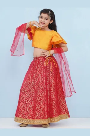 AJ DEZINES Girls Woven Design Ready to Wear Lehenga & Blouse With Dupatta