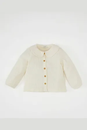 DeFacto Girls Peter Pan Collar Solid Cotton Casual Shirt