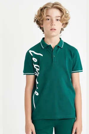DeFacto Boys Typography Printed Polo Collar Cotton T-shirt