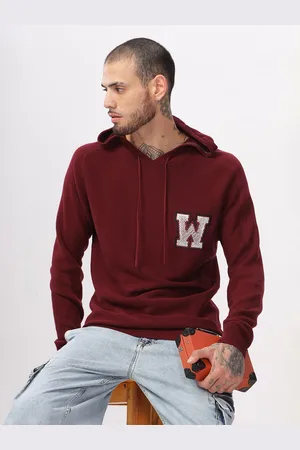 WROGN Men Embroidered Hooded Sweater