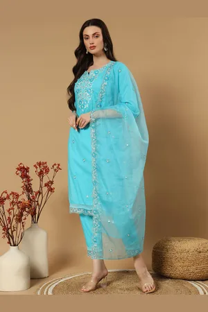IkDaiya Women Embroidered Pure Cotton Kurta with Trousers & With Dupatta