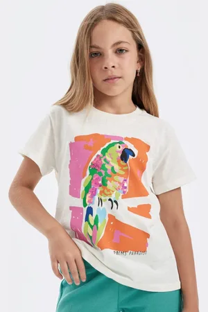 DeFacto Girls Graphic Printed Round Neck Cotton T-shirt