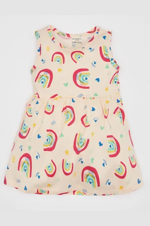 DeFacto Girls Printed Pure Cotton A-Line Dress