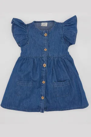 DeFacto Girls Flutter Sleeve Fit & Flare Round Neck Dress