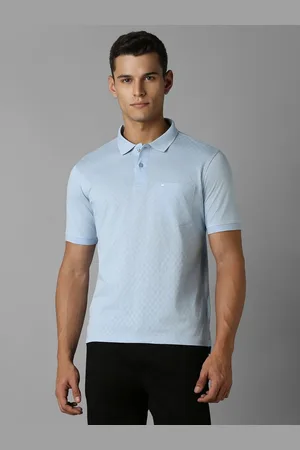 Louis Philippe Men Geometric Printed Polo Collar Cotton T-Shirt