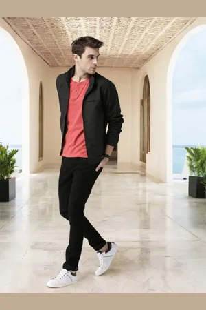 Mast & Harbour Men Black Solid Sporty Jacket