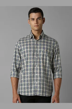 Louis Philippe Men Spread Collar Tartan Checked Cotton Slim Fit Casual Shirt