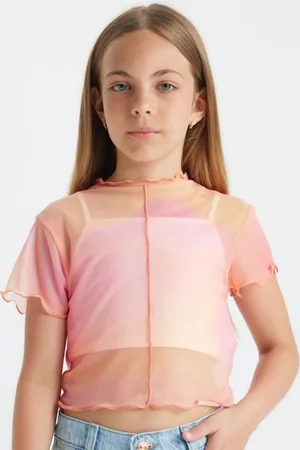 DeFacto Girls Solid Round Neck Cotton T-shirt