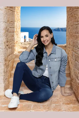 Mast & Harbour Women Blue Washed Pure Cotton Denim Jacket
