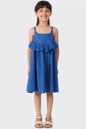 Fabindia Girls Blue A-Line Dress
