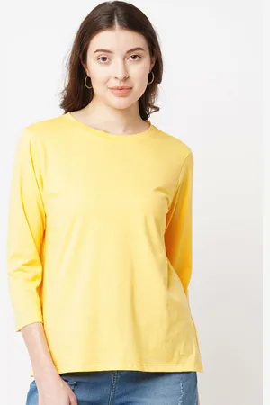 Guti Women Solid Round Neck Cotton T-shirt