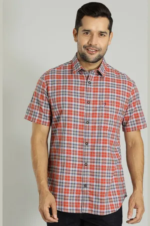 Indian Terrain Men India Slim Spread Collar Tartan Checked Cotton Slim Fit Casual Shirt