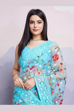 VAIRAGEE Floral Embroidered Net Saree