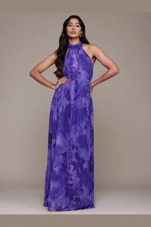 MANGO Print Halter Neck Maxi Dress