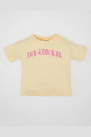 DeFacto Girls Typography Printed Round Neck Cotton T-shirt