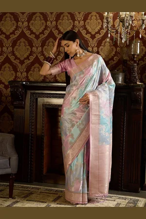 Sangria Women Woven Design Saree With Blouse Piece