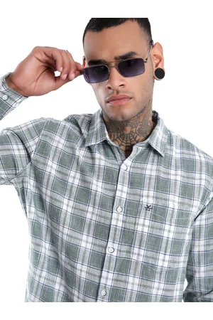 WROGN Men Spread Collar Tartan Checked Cotton Slim Fit Casual Shirt