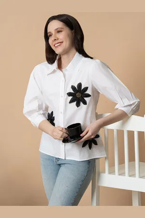 Blanc9 Women Floral Applique Party Shirt