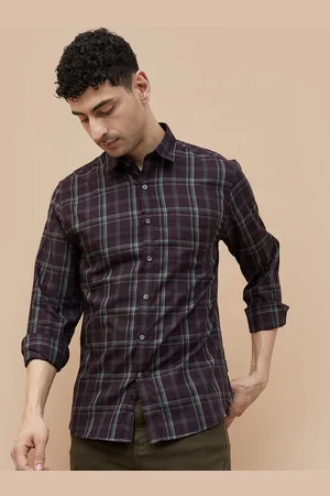 Lifestyle Men Spread Collar Tartan Checked Cotton Casual Shirt