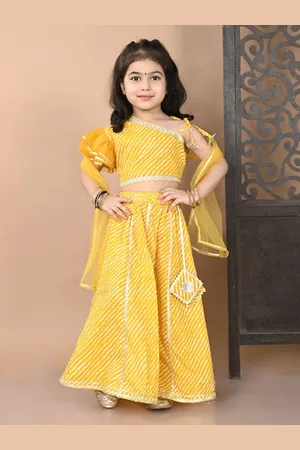 Superminis Girls Leheriya Printed Cotton Ready to Wear Lehenga & Blouse With Dupatta