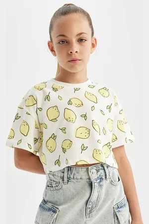 DeFacto Girls Graphic Printed Round Neck Cotton T-shirt
