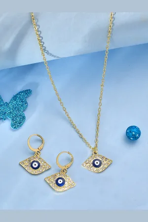 Voylla Girls Gold-Plated Stone-Studded Evil Eye Jewellery Set