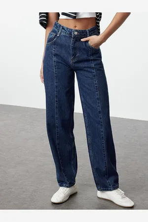 Trendyol Women Slip-On Mid-Rise Low Distress Jeans