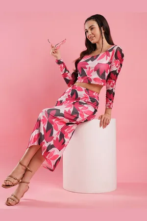 Globus Printed Square Neck Top With Skirt