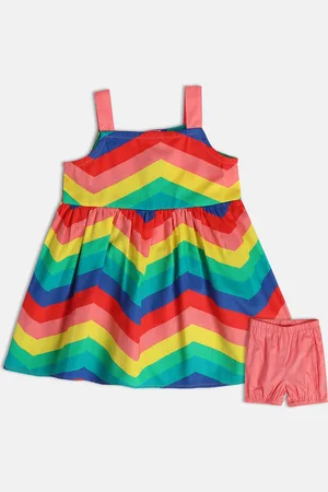 MINI KLUB Infant Girls Striped Pure Cotton A-Line Dress