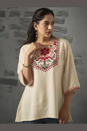 Anouk Floral Embroidered Liva A-Line Tunic
