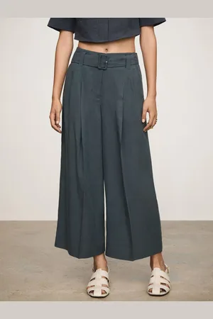 MANGO Women Pleated Trousers with Belt