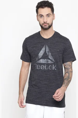 Reebok Men Charcoal Grey Printed Elements Marble Group T-Shirt