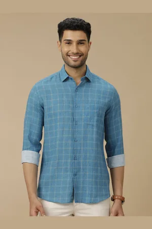Linen Club Men Contemporary Slim Fit Windowpane Checks Checked Casual Shirt