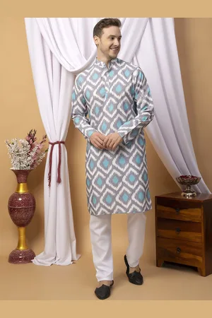 Hangup Geometric Printed Cotton Straight Kurta with Pyjamas