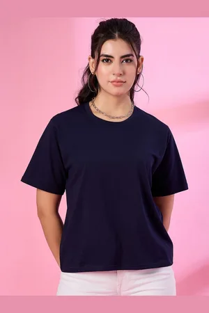 Cupid Women Solid Round Neck Cotton Oversized T-shirt