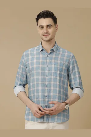 Linen Club Men Contemporary Spread Collar Checked Slim Fit Casual Shirt