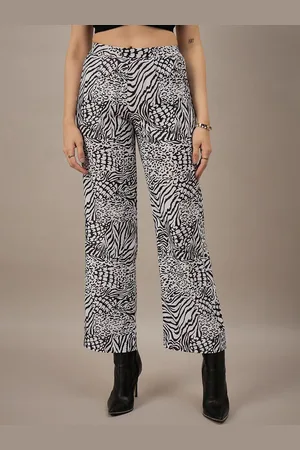 Roadster The Lifestyle Co Printed Mid Rise Wide Leg Trousers