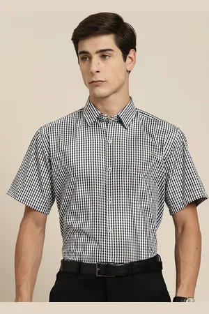 HANCOCK Men Slim Fit Gingham Checks Opaque Formal Shirt