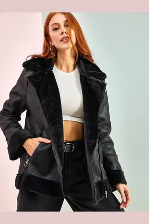 Bianco Lucci Spread Collar Zipper Jacket